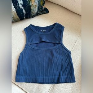 Urban Outfitters Out From Under Ribbed Blue Cutout Crop Top